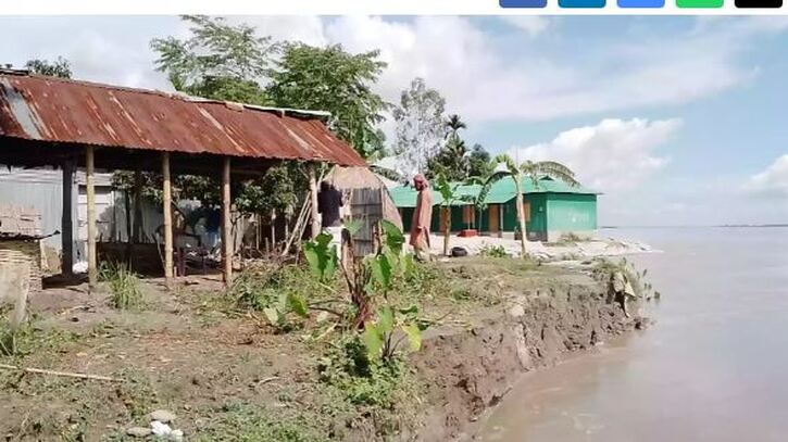 কুড়িগ্রামে বন্যার পানি কমে তিস্তায় তীব্র ভাঙন