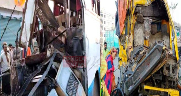 বগুড়ায় বাস-ট্রাক সংঘর্ষে নিহত ৬