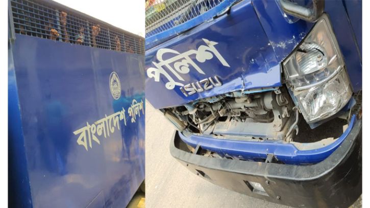 কেরানীগঞ্জে প্রিজনভ্যান উল্টে দুই পুলিশ সদস্য ও সাত আসামি আহত