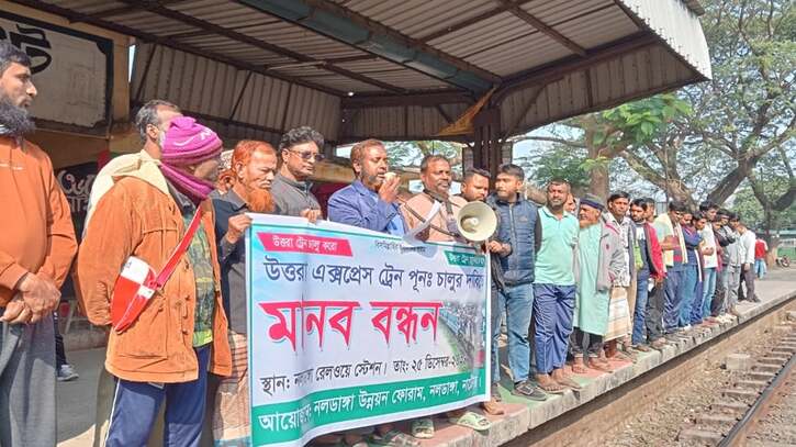 রেল শ্রমিক-কর্মচারীদের নিরাপদ কর্মস্থলের দাবিতে মানববন্ধন